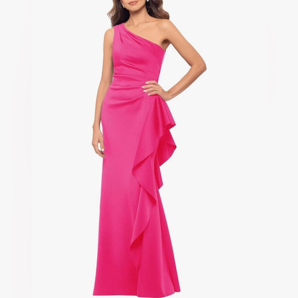 Elegant Pink One-Shoulder Dress by Maxianever